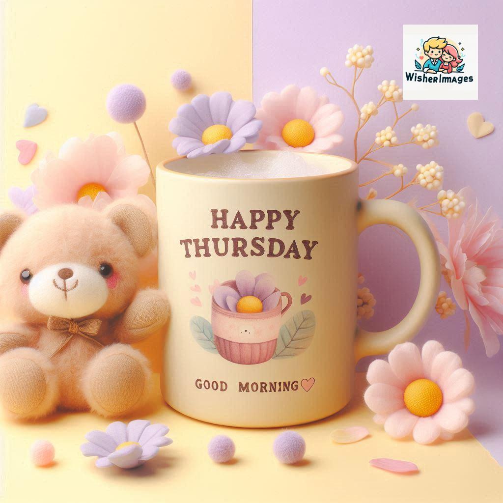 happy thursday good morning images for whatsapp in english thursday good morning images with cup flowers ()