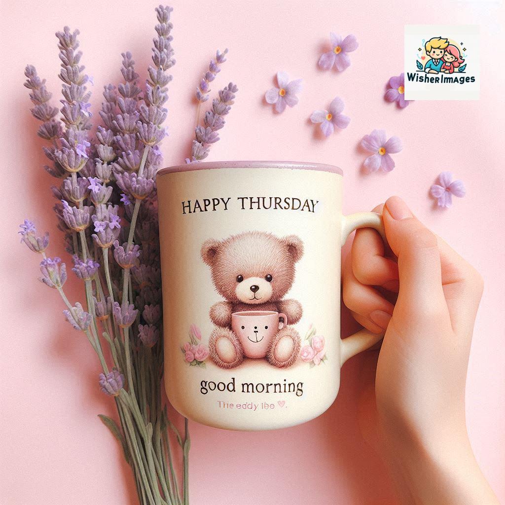 happy thursday good morning images for whatsapp in english thursday good morning images with cup flowers ()