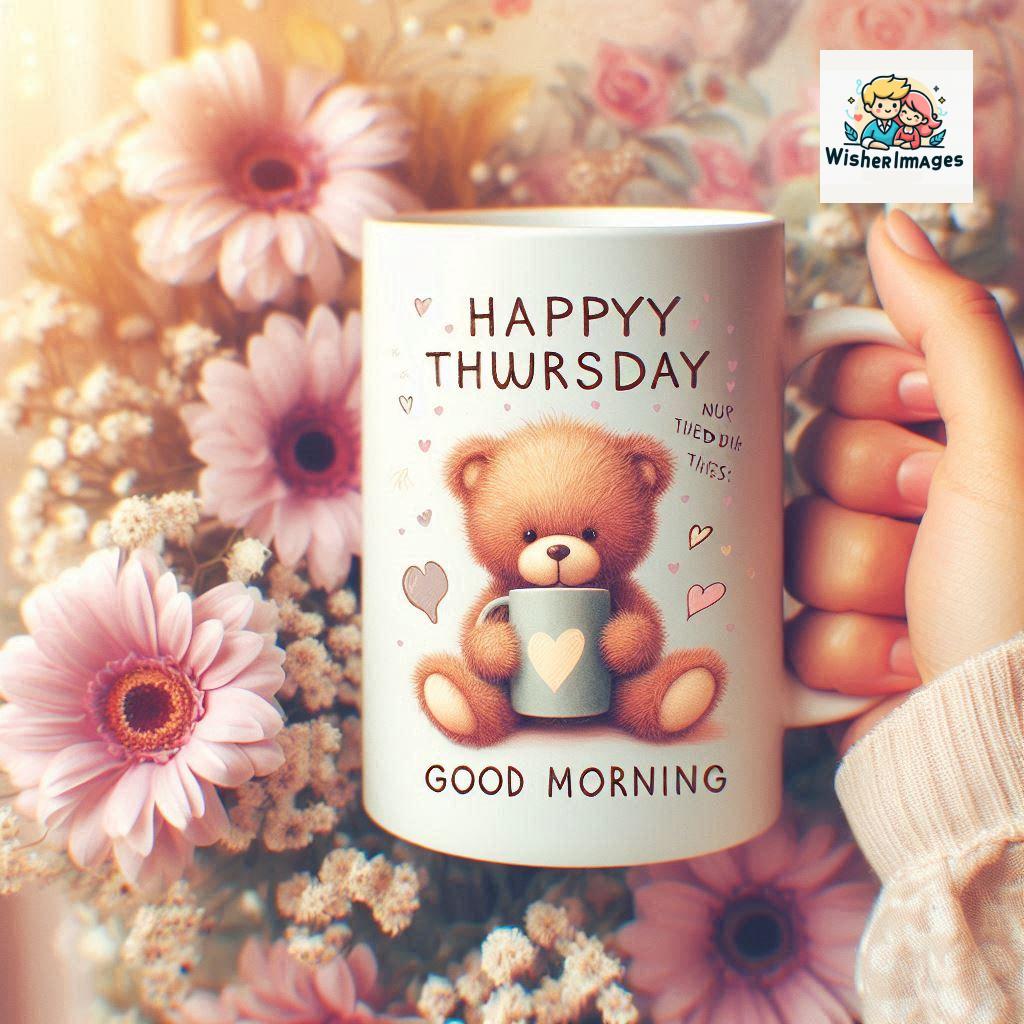 happy thursday good morning images for whatsapp in english thursday good morning images with cup flowers ()