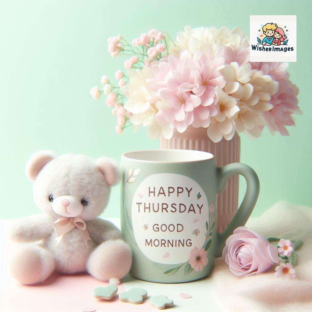 happy thursday good morning images for whatsapp in english thursday good morning images with cup flowers ()