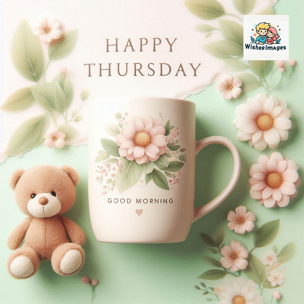 happy thursday good morning images for whatsapp in english thursday good morning images with cup flowers ()