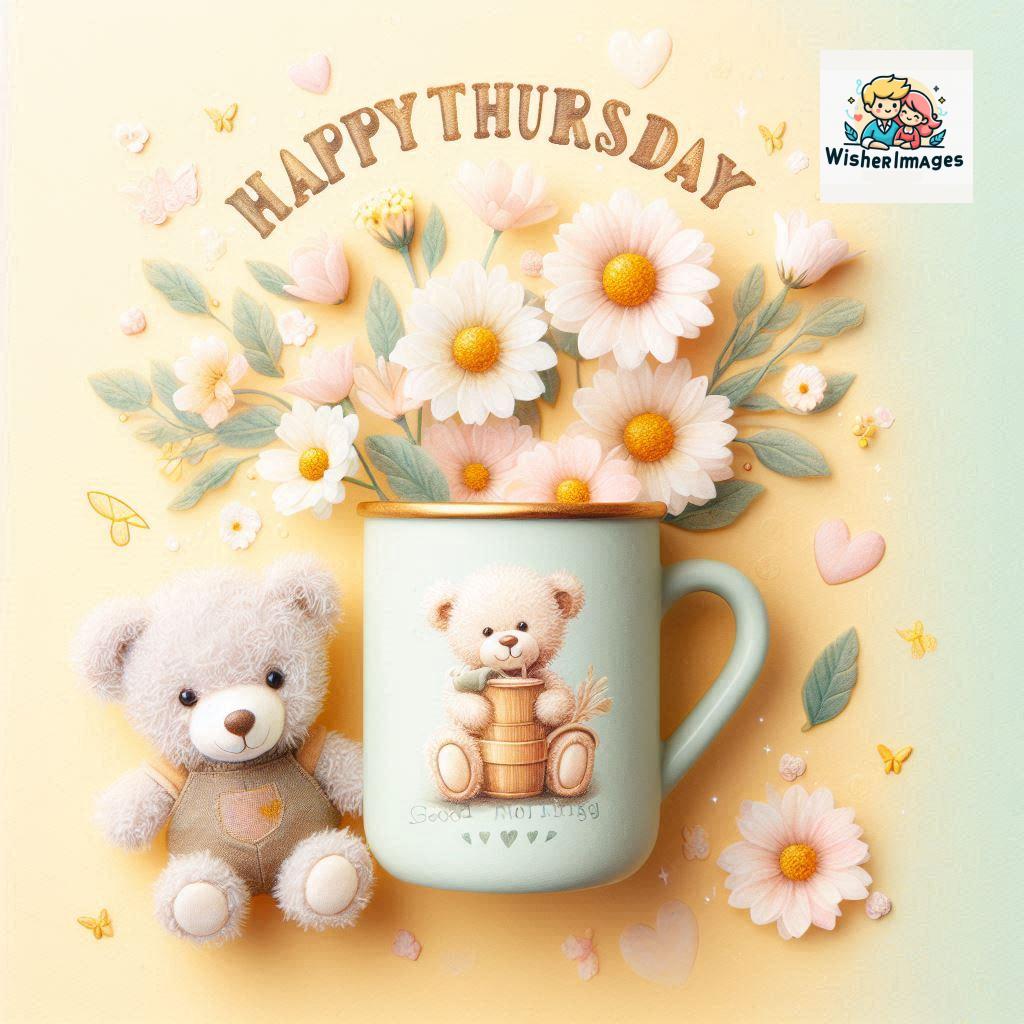 happy thursday good morning images for whatsapp in english thursday good morning images with cup flowers ()