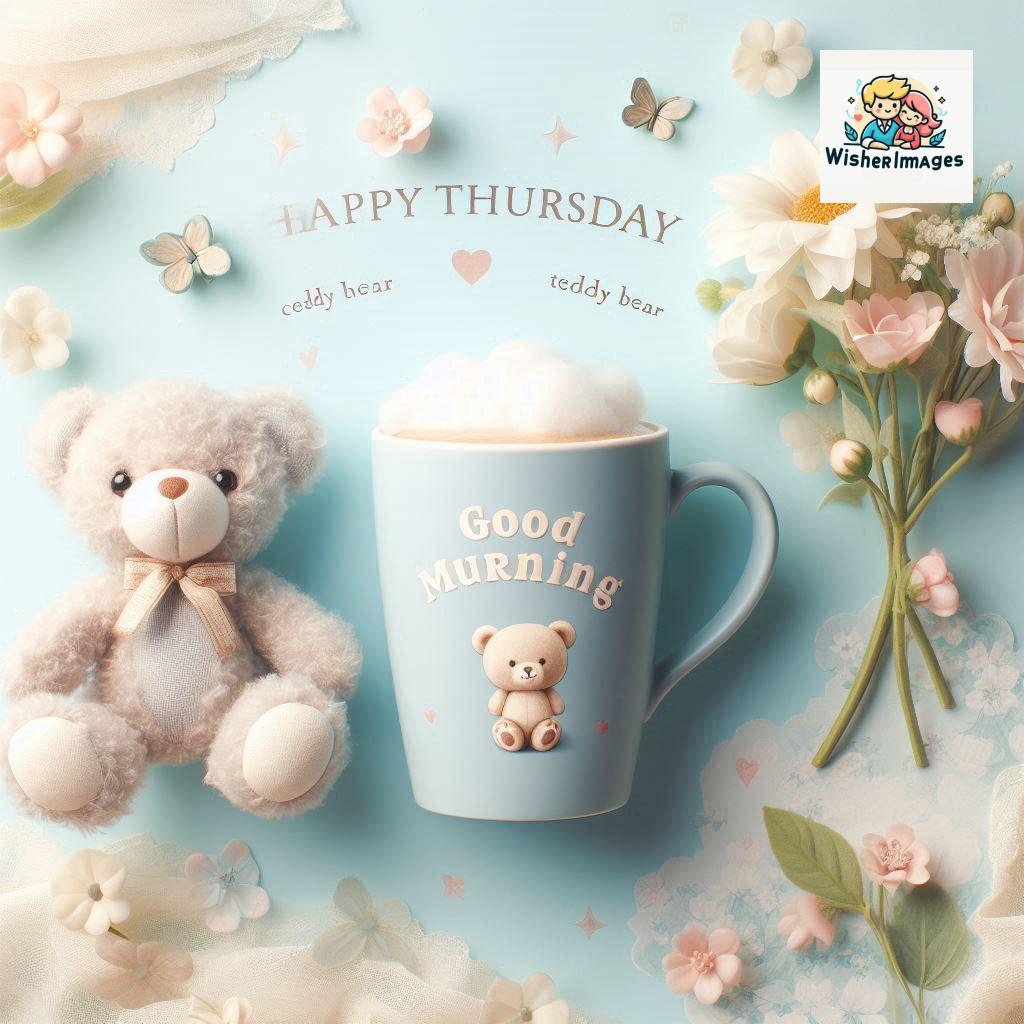 happy thursday good morning images for whatsapp in english thursday good morning images with cup flowers ()