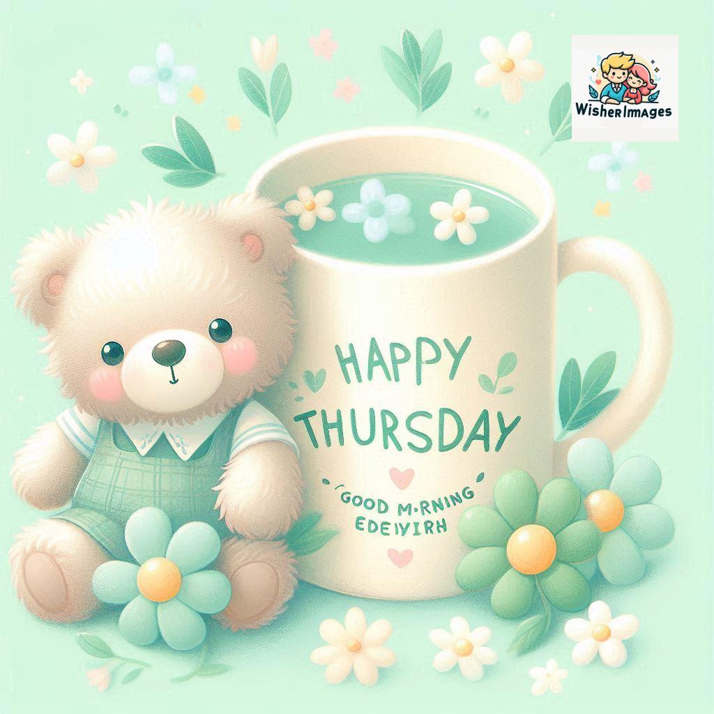 happy thursday good morning images for whatsapp in english thursday good morning images with cup flowers ()