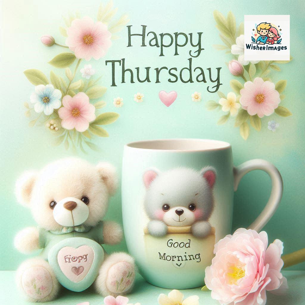 happy thursday good morning images for whatsapp in english thursday good morning images with cup flowers ()