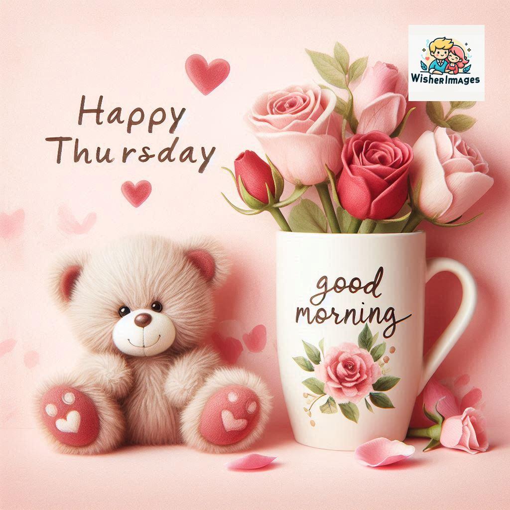 happy thursday good morning images for whatsapp in english thursday good morning images with cup flowers ()