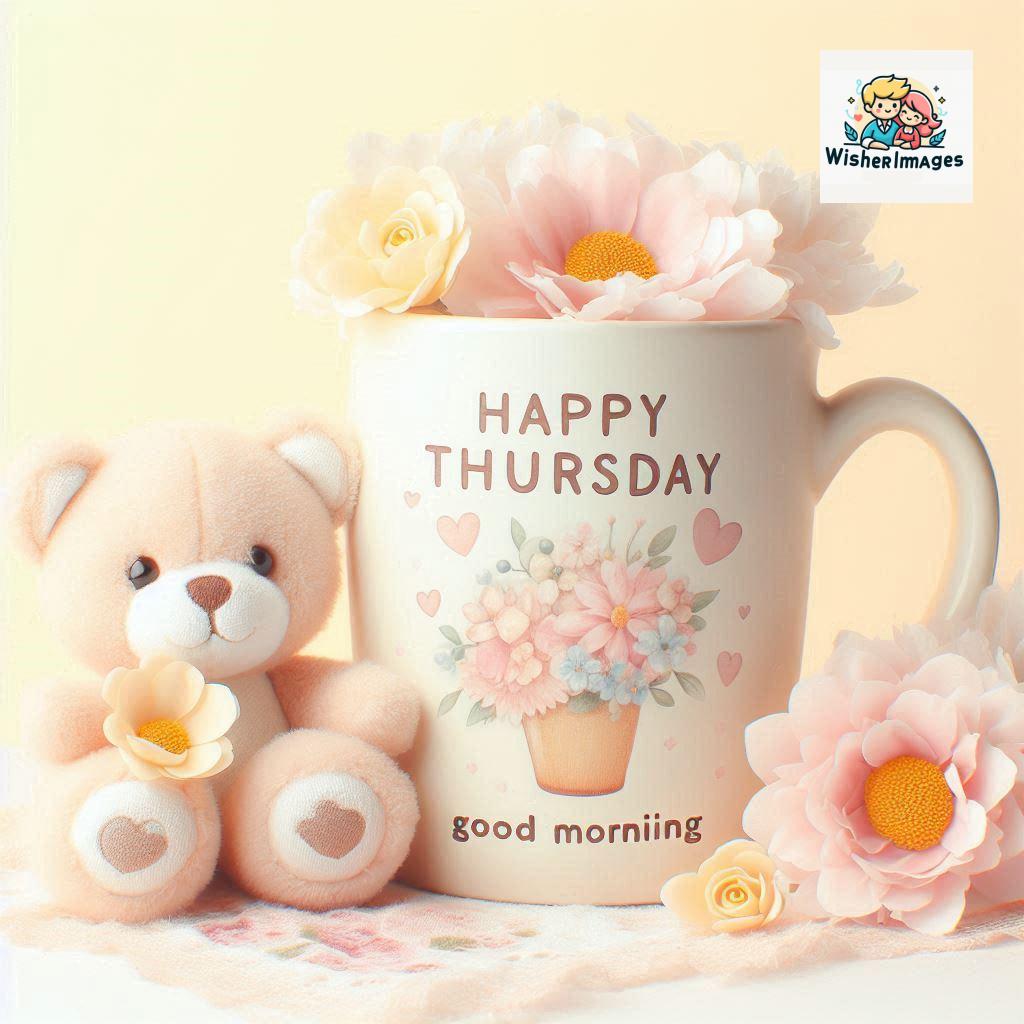 happy thursday good morning images for whatsapp in english thursday good morning images with cup flowers ()