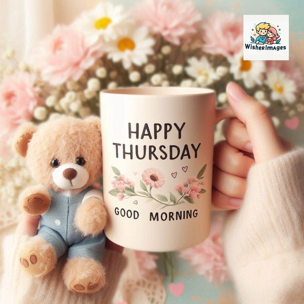 happy thursday good morning images for whatsapp in english thursday good morning images with cup flowers ()