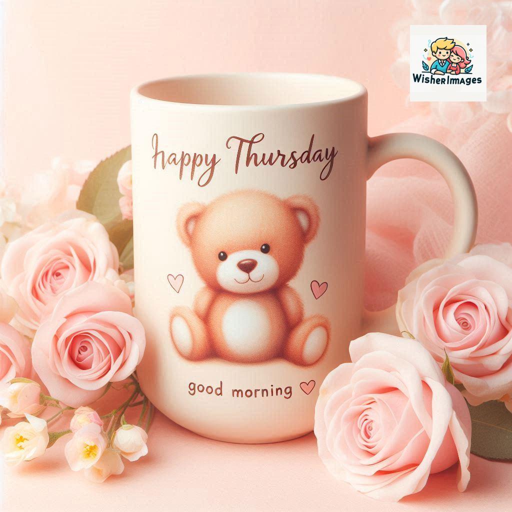 happy thursday good morning images for whatsapp in english thursday good morning images with cup flowers ()