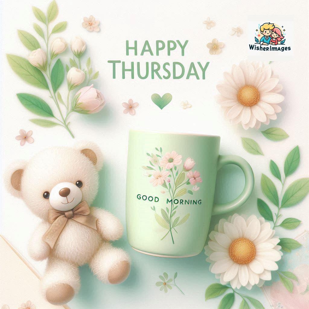 happy thursday good morning images for whatsapp in english thursday good morning images with cup flowers ()