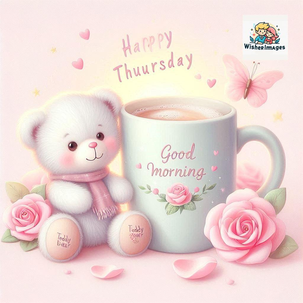 happy thursday good morning images for whatsapp in english thursday good morning images with cup flowers ()