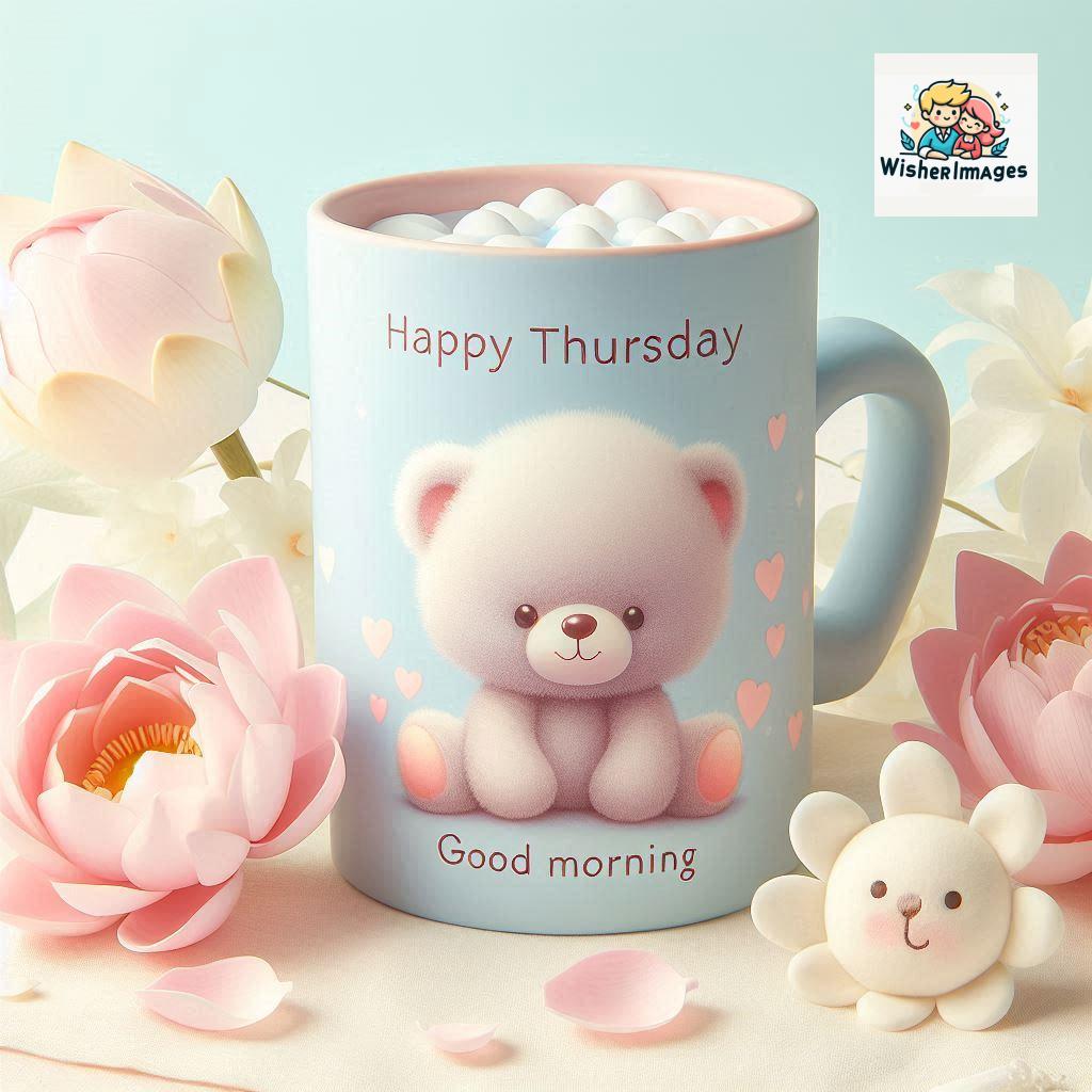 happy thursday good morning images for whatsapp in english thursday good morning images with cup flowers ()