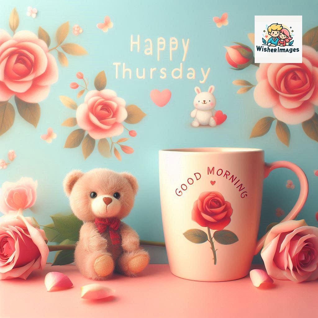 happy thursday good morning images for whatsapp in english thursday good morning images with cup flowers ()