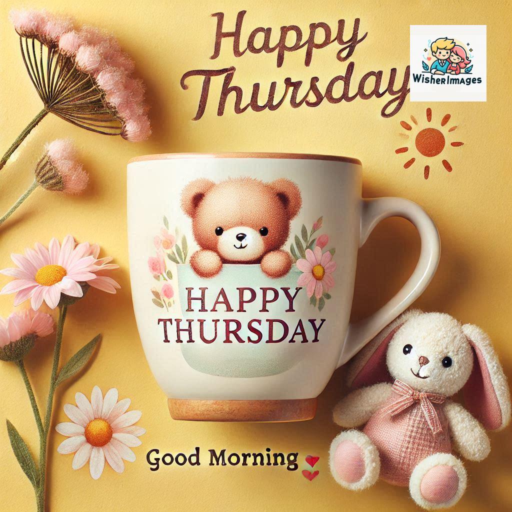 happy thursday good morning images for whatsapp in english thursday good morning images with cup flowers ()