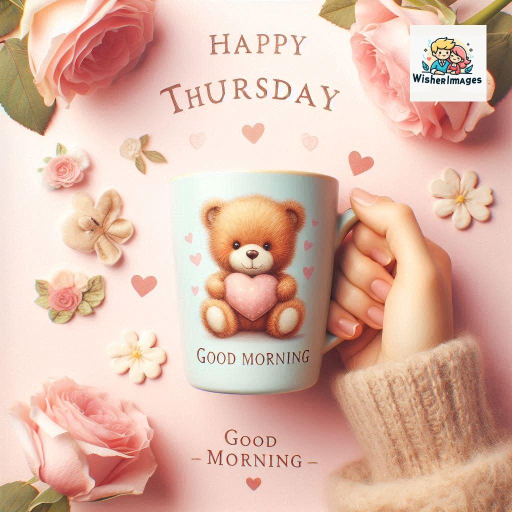 happy thursday good morning images for whatsapp in english thursday good morning images with cup flowers ()