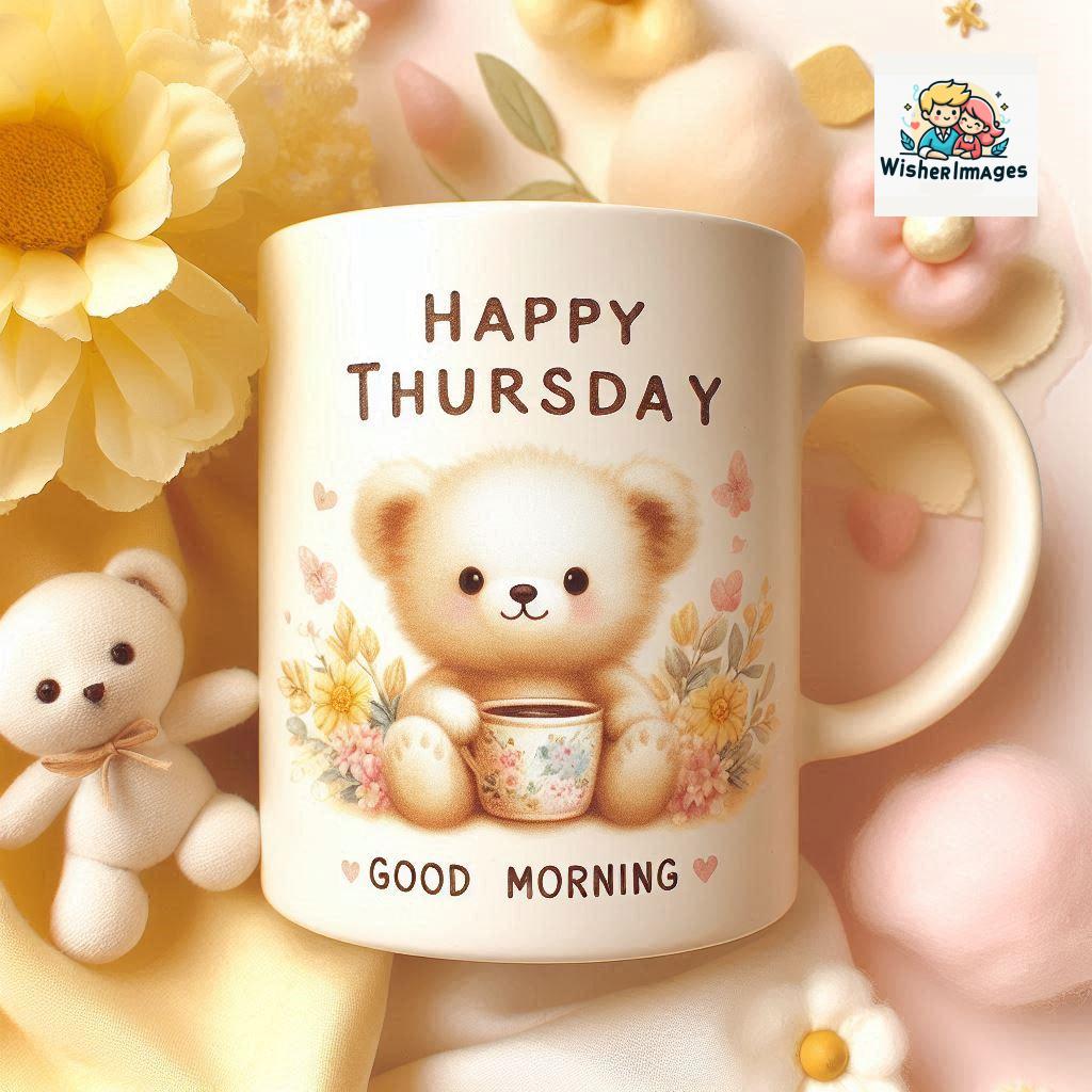 happy thursday good morning images for whatsapp in english thursday good morning images with cup flowers ()