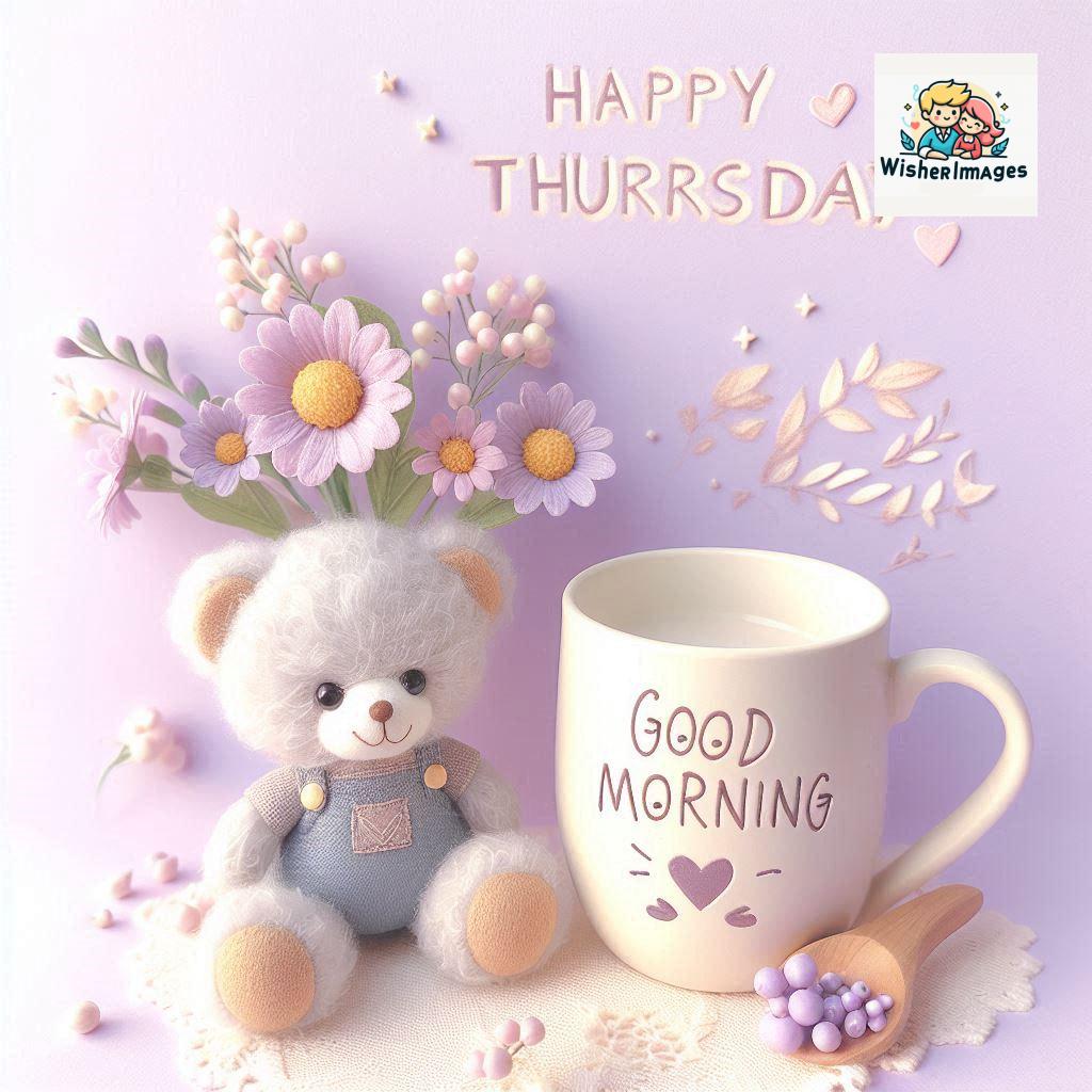 happy thursday good morning images for whatsapp in english thursday good morning images with cup flowers ()