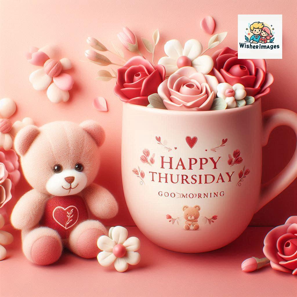 happy thursday good morning images for whatsapp in english thursday good morning images with cup flowers ()