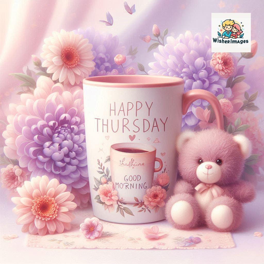 happy thursday good morning images for whatsapp in english thursday good morning images with cup flowers ()