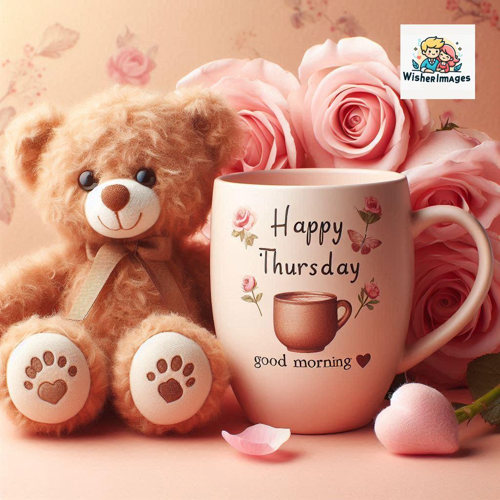 happy thursday good morning images for whatsapp in english thursday good morning images with cup flowers ()