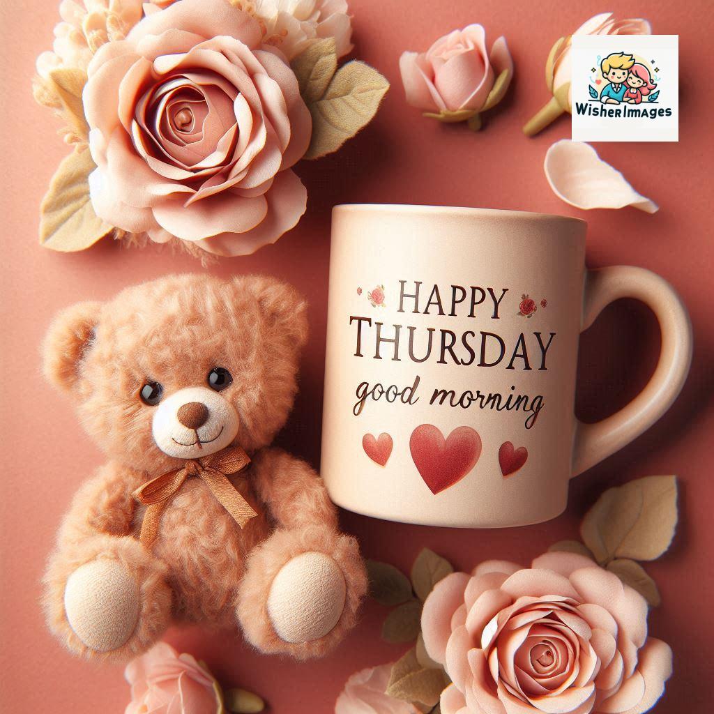 happy thursday good morning images for whatsapp in english thursday good morning images with cup flowers ()