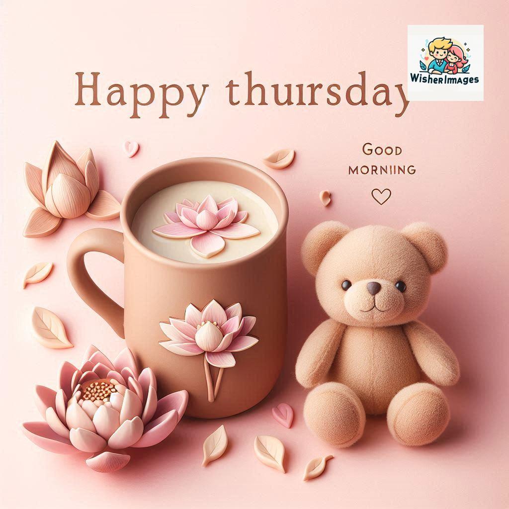 happy thursday good morning images for whatsapp in english thursday good morning images with cup flowers ()