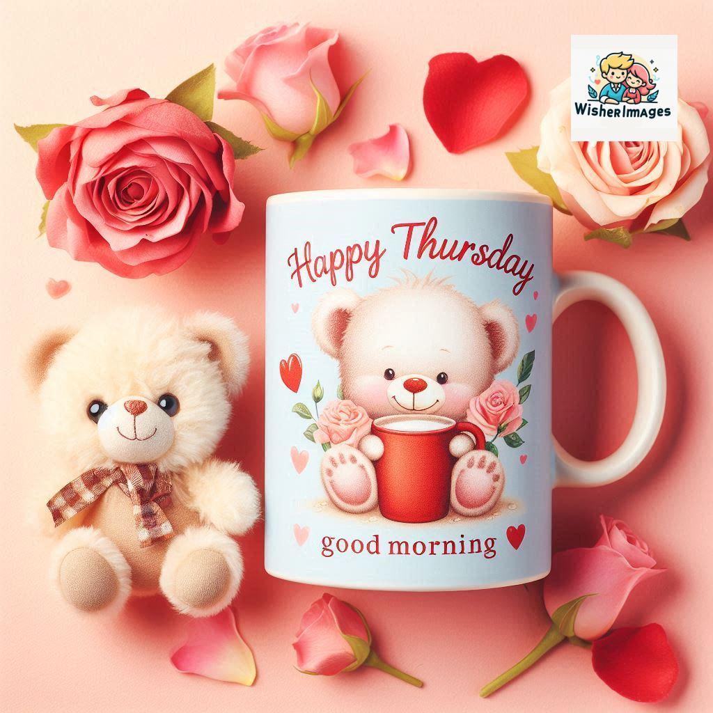 happy thursday good morning images for whatsapp in english thursday good morning images with cup flowers ()