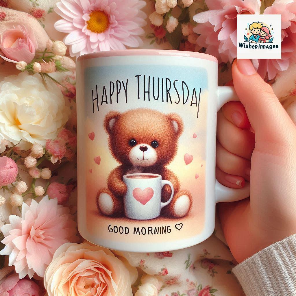 happy thursday good morning images for whatsapp in english thursday good morning images with cup flowers ()