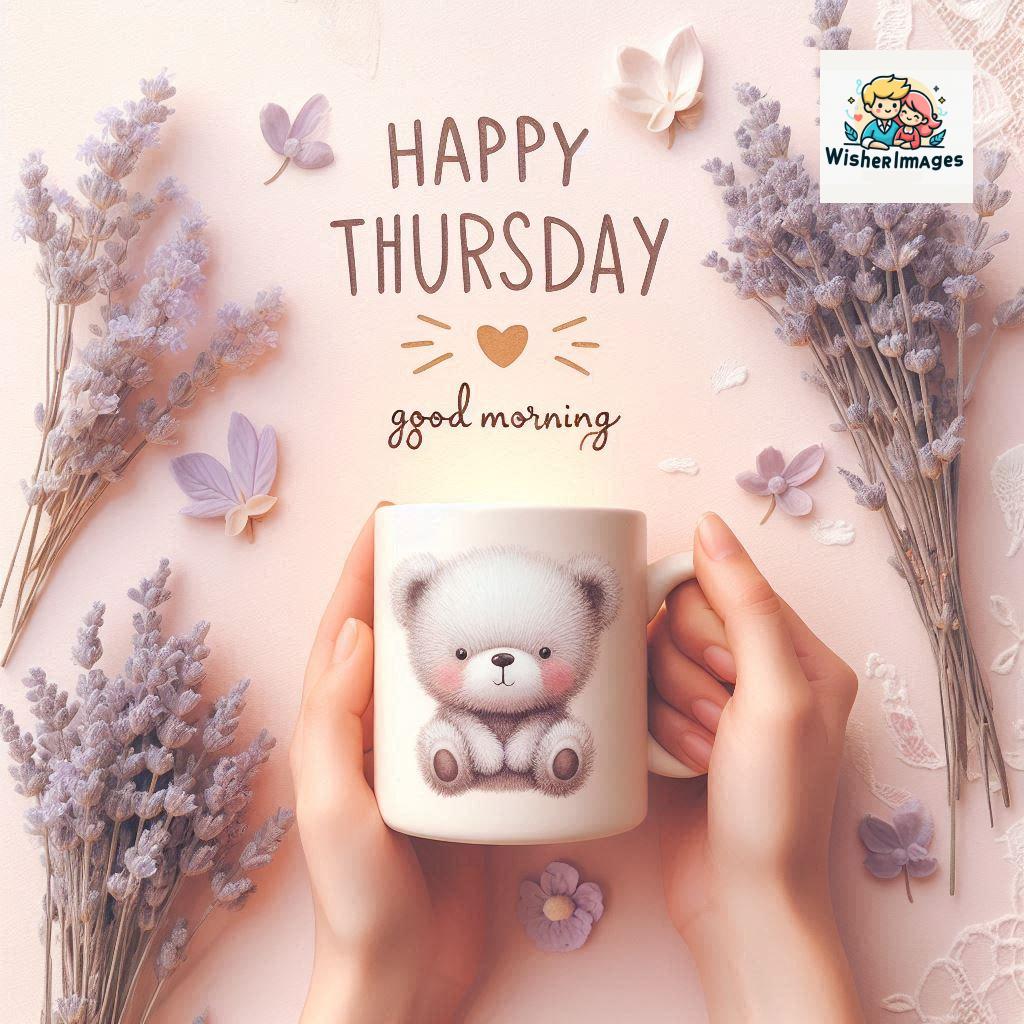 happy thursday good morning images for whatsapp in english thursday good morning images with cup flowers ()