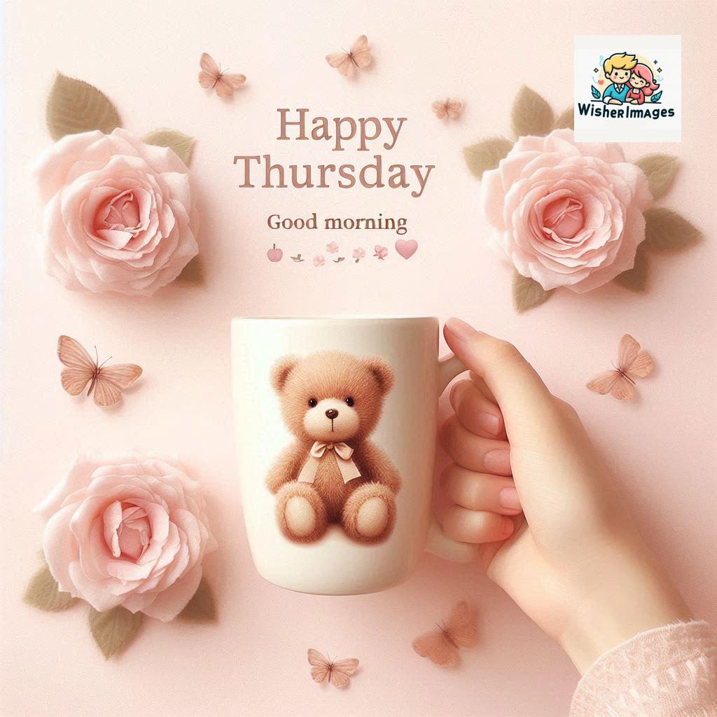 happy thursday good morning images for whatsapp in english thursday good morning images with cup flowers ()