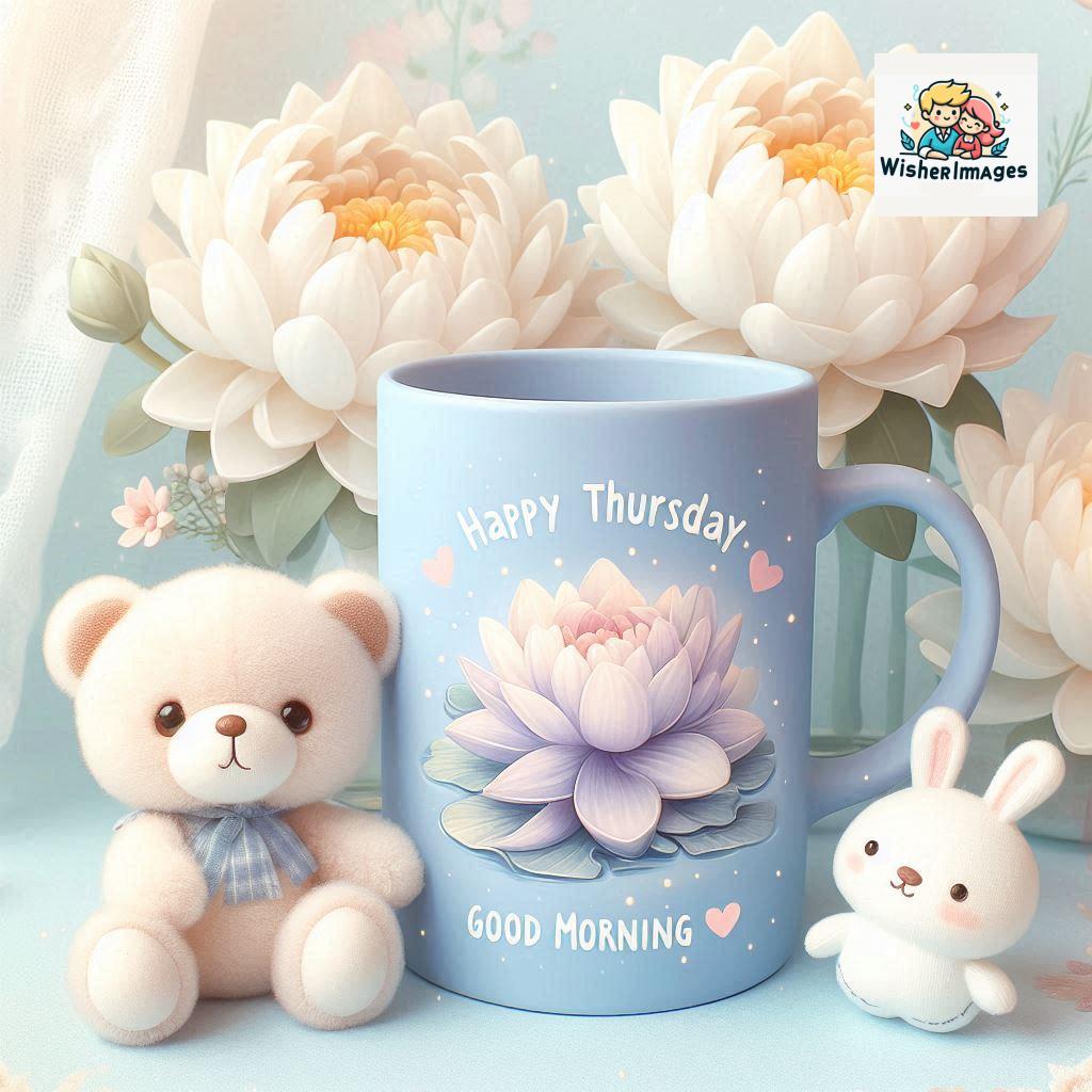 happy thursday good morning images for whatsapp in english thursday good morning images with cup flowers ()