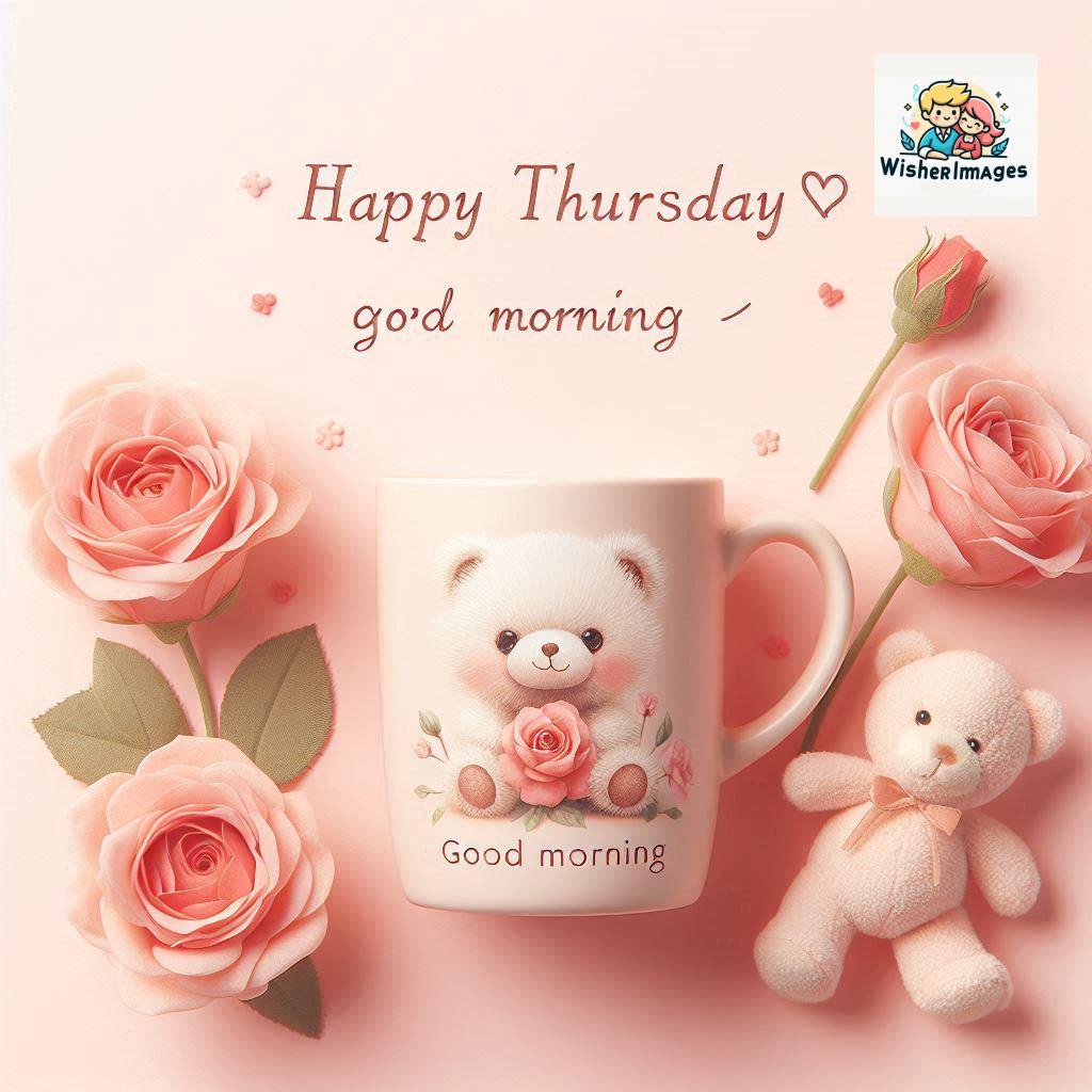 happy thursday good morning images for whatsapp in english thursday good morning images with cup flowers ()