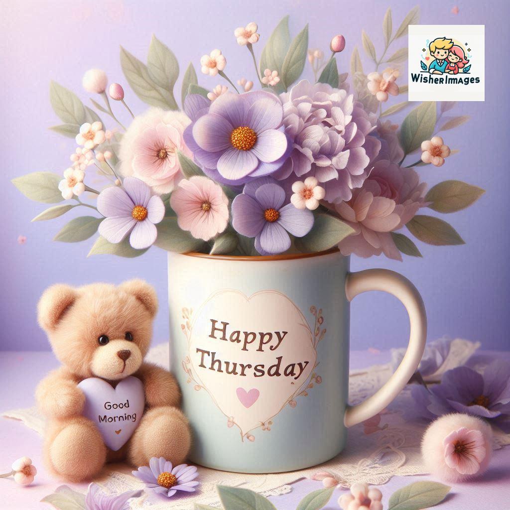 happy thursday good morning images for whatsapp in english thursday good morning images with cup flowers ()