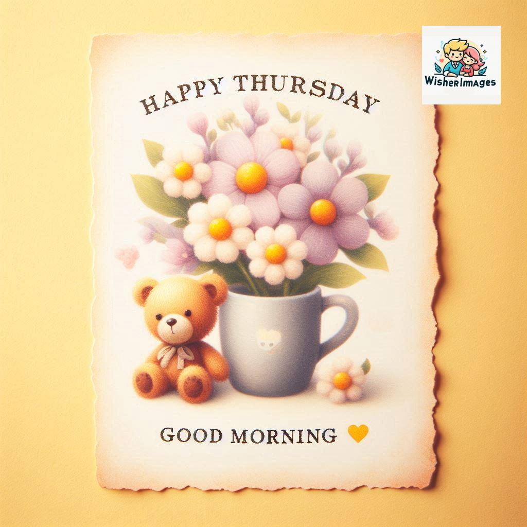 happy thursday good morning images for whatsapp in english thursday good morning images with cup flowers ()