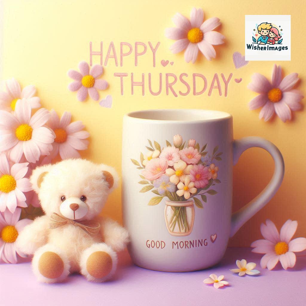 happy thursday good morning images for whatsapp in english thursday good morning images with cup flowers ()