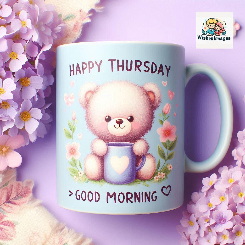 happy thursday good morning images for whatsapp in english thursday good morning images with cup flowers ()