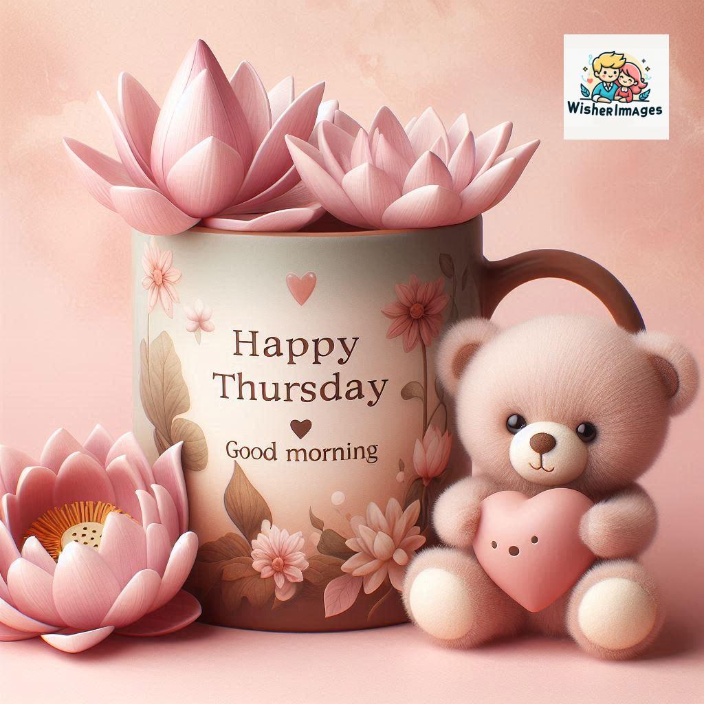 happy thursday good morning images for whatsapp in english thursday good morning images with cup flowers ()