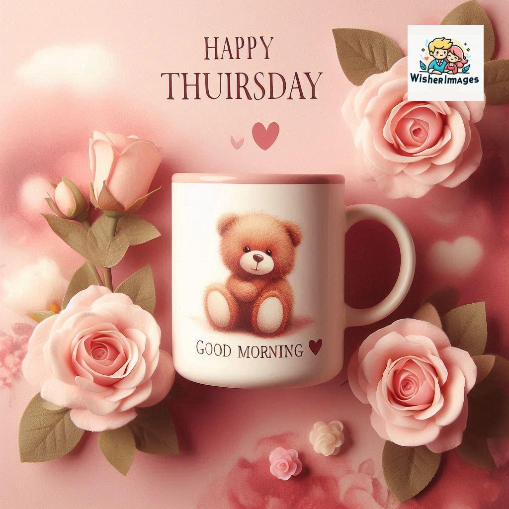 happy thursday good morning images for whatsapp in english thursday good morning images with cup flowers ()