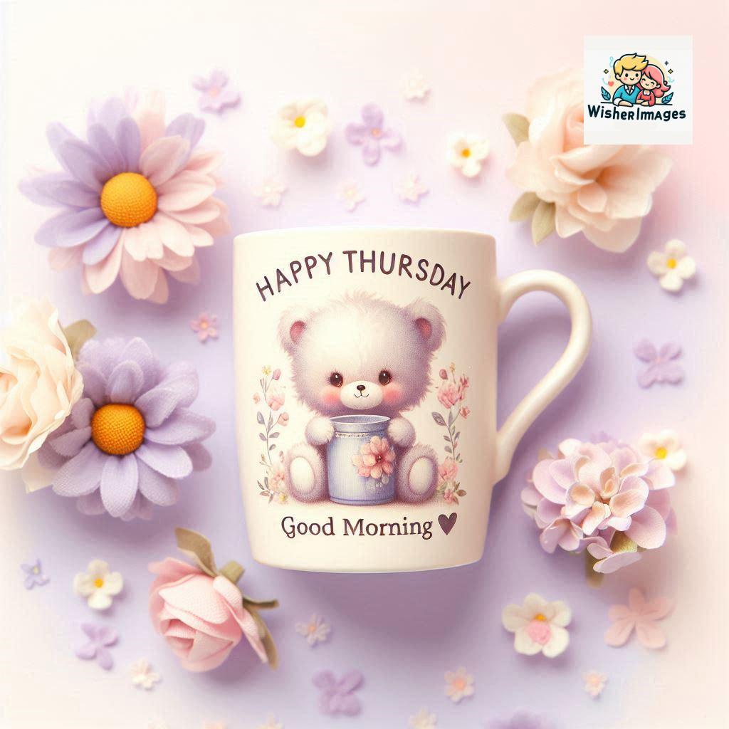 happy thursday good morning images for whatsapp in english thursday good morning images with cup flowers ()