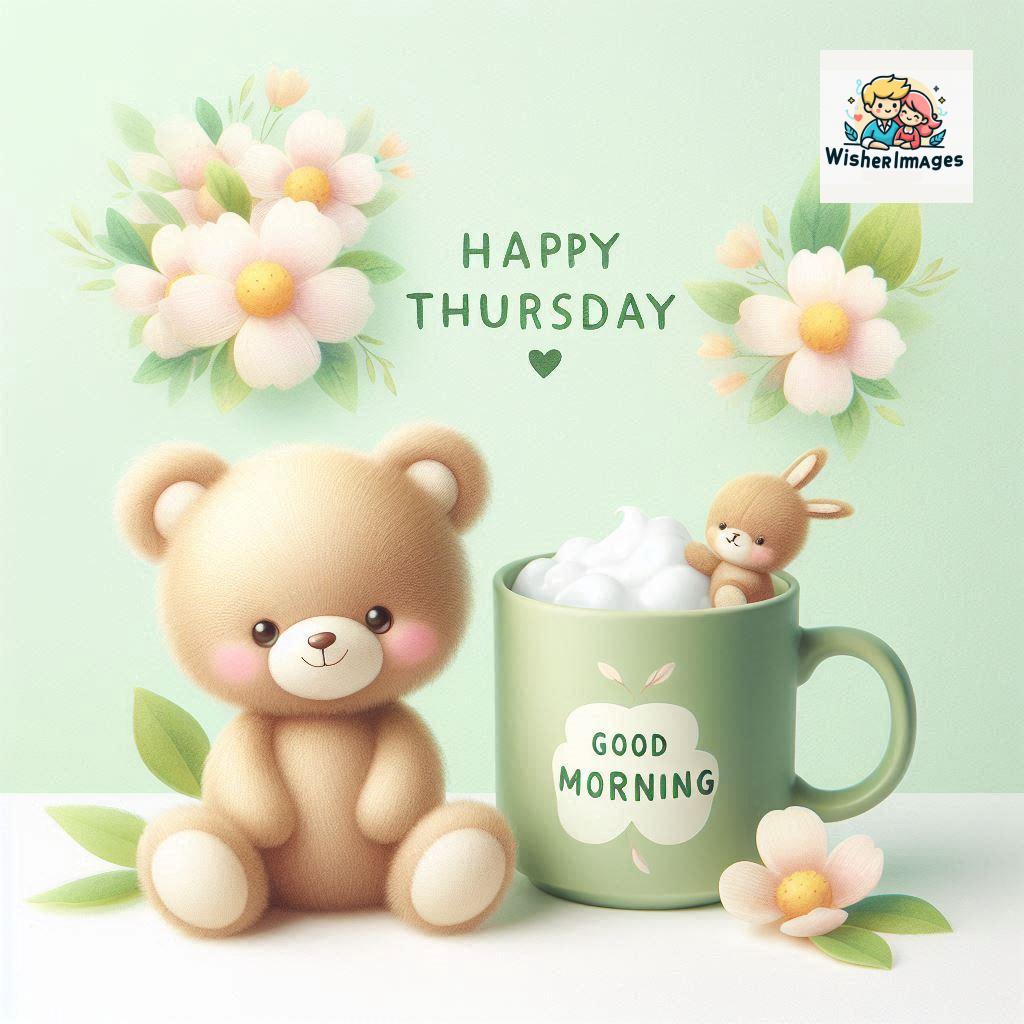 happy thursday good morning images for whatsapp in english thursday good morning images with cup flowers ()