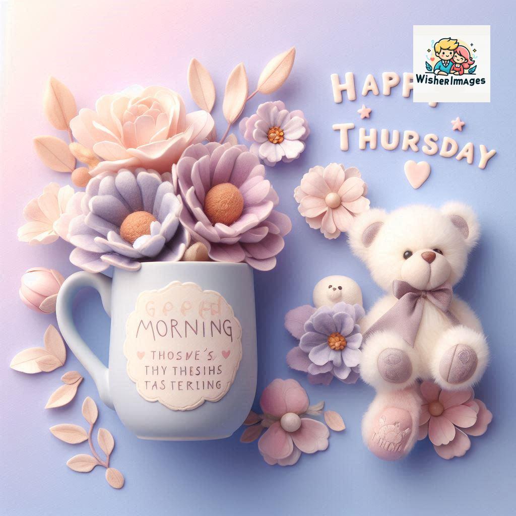 happy thursday good morning images for whatsapp in english thursday good morning images with cup flowers ()