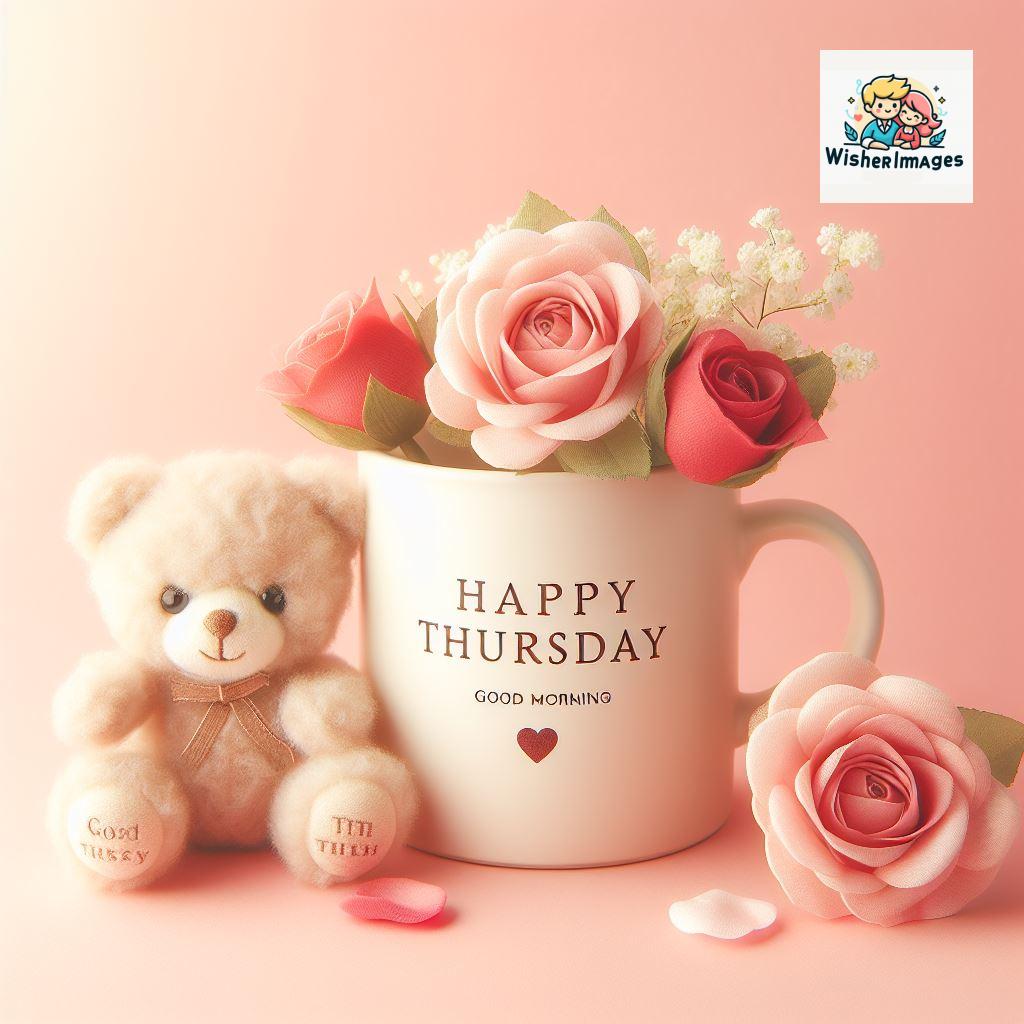 happy thursday good morning images for whatsapp in english thursday good morning images with cup flowers ()