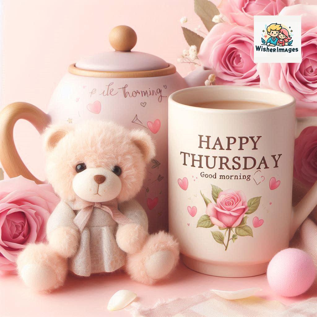 happy thursday good morning images for whatsapp in english thursday good morning images with cup flowers ()