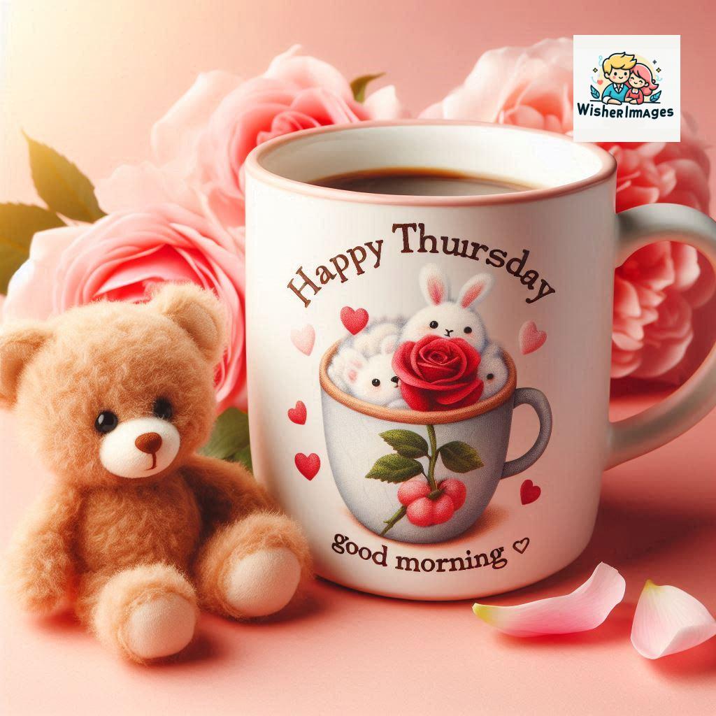 happy thursday good morning images for whatsapp in english thursday good morning images with cup flowers ()