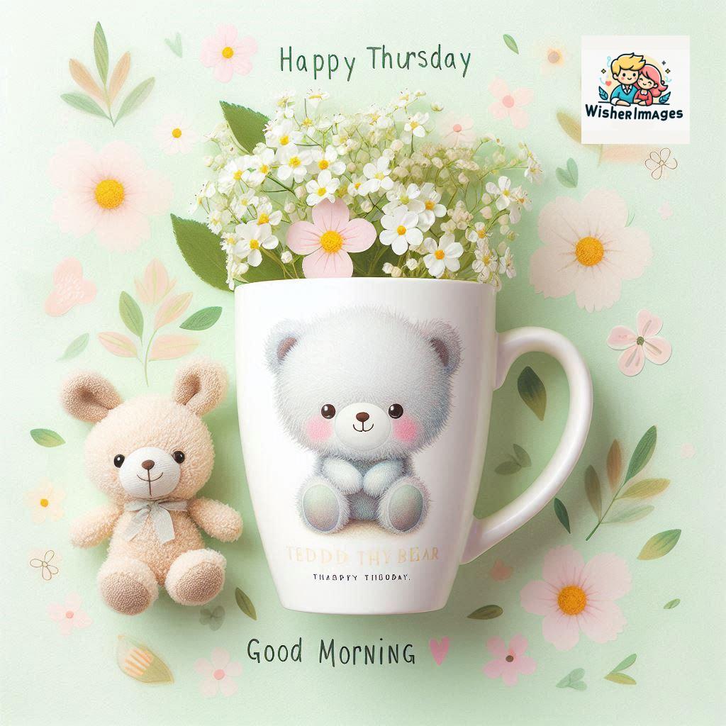 happy thursday good morning images for whatsapp in english thursday good morning images with cup flowers ()