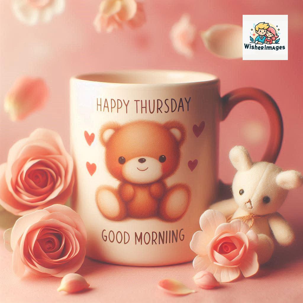 happy thursday good morning images for whatsapp in english thursday good morning images with cup flowers ()