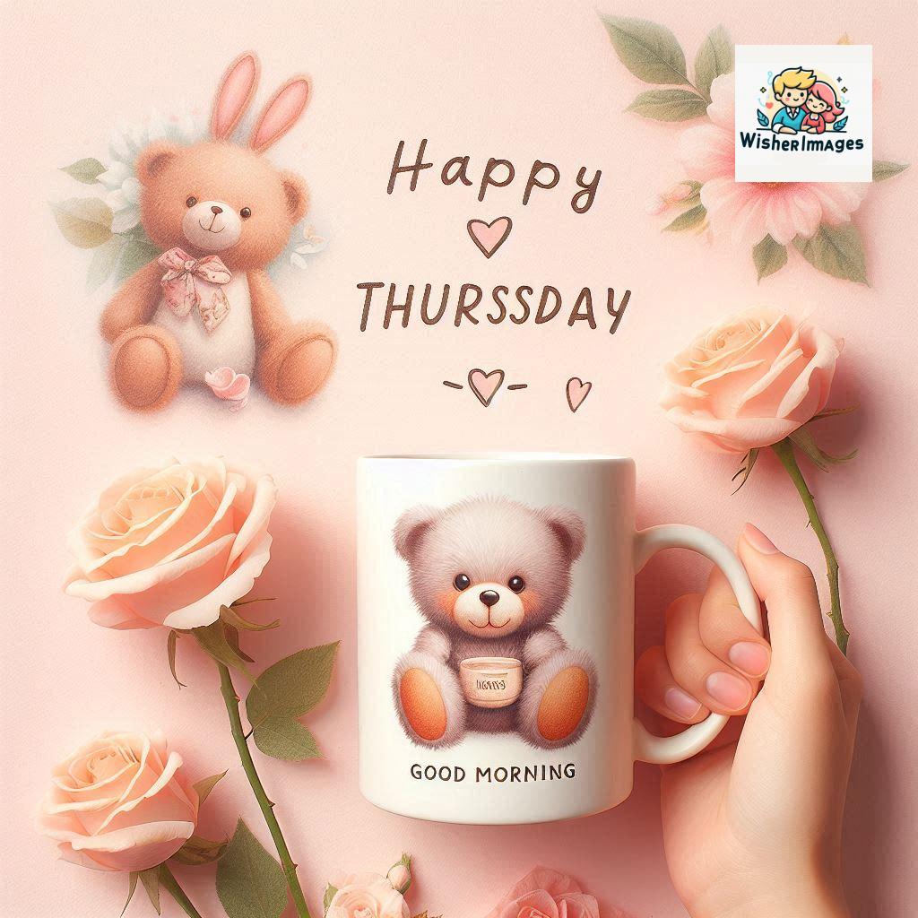 happy thursday good morning images for whatsapp in english thursday good morning images with cup flowers ()