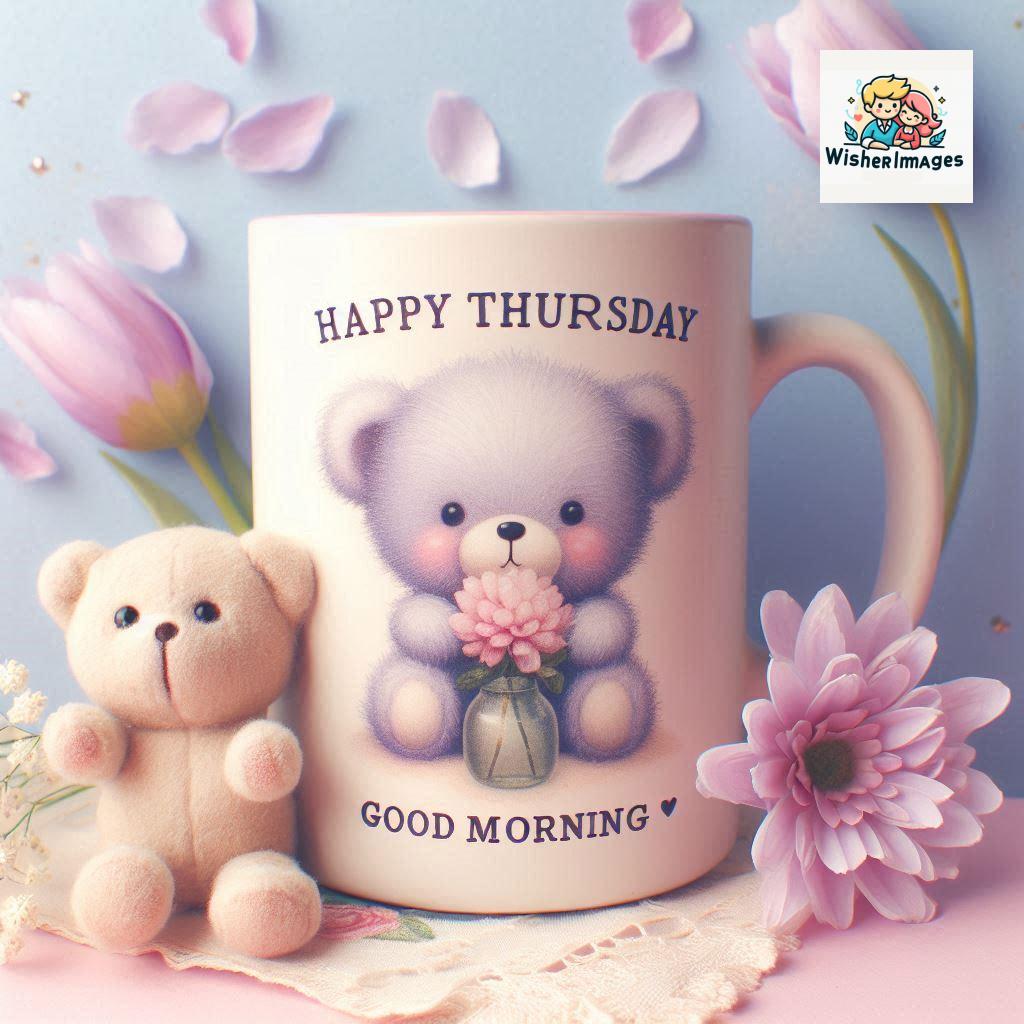 happy thursday good morning images for whatsapp in english thursday good morning images with cup flowers ()