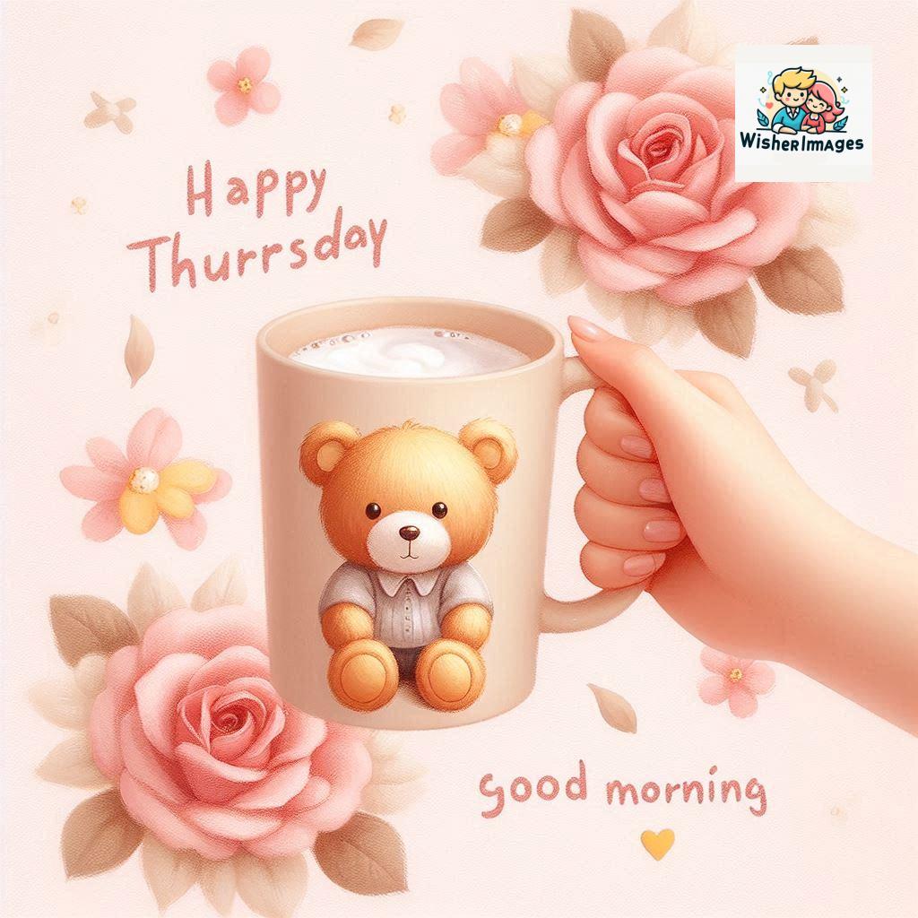 happy thursday good morning images for whatsapp in english thursday good morning images with cup flowers ()