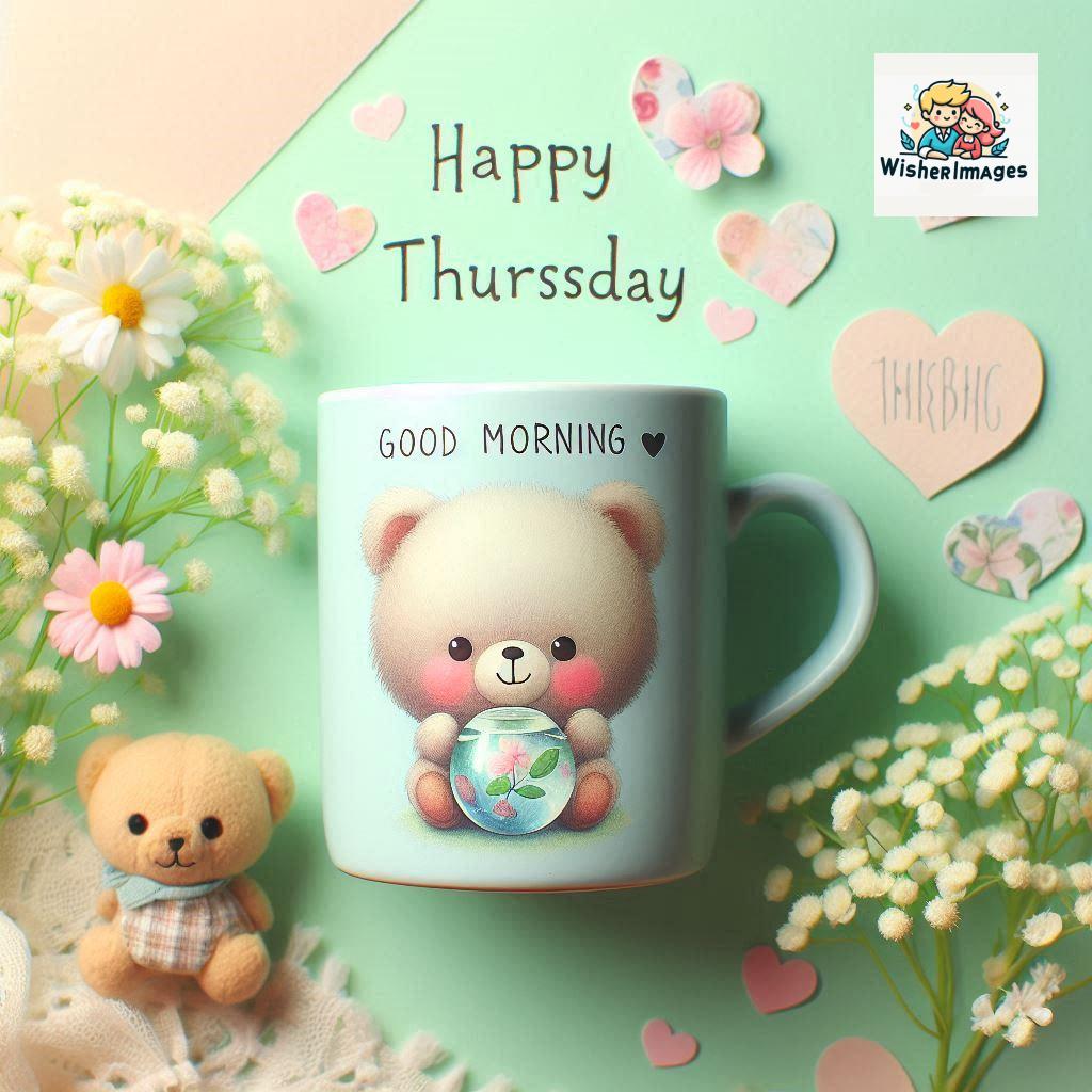 happy thursday good morning images for whatsapp in english thursday good morning images with cup flowers ()